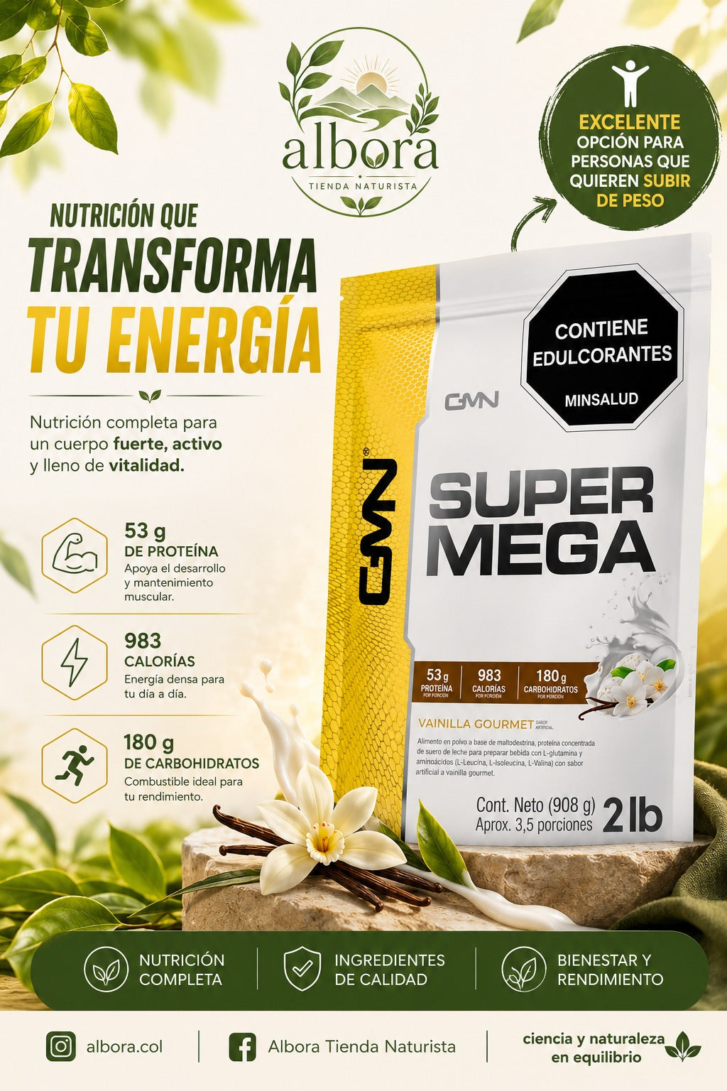 💪 Super Mega – Alimento en Polvo con Proteína y Carbohidratos